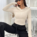 Ezwear sudadera con capucha unicolor crop