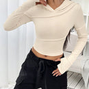 Ezwear sudadera con capucha unicolor crop