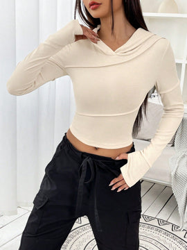 Ezwear sudadera con capucha unicolor crop