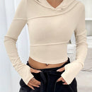 Ezwear sudadera con capucha unicolor crop