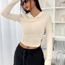 Ezwear sudadera con capucha unicolor crop