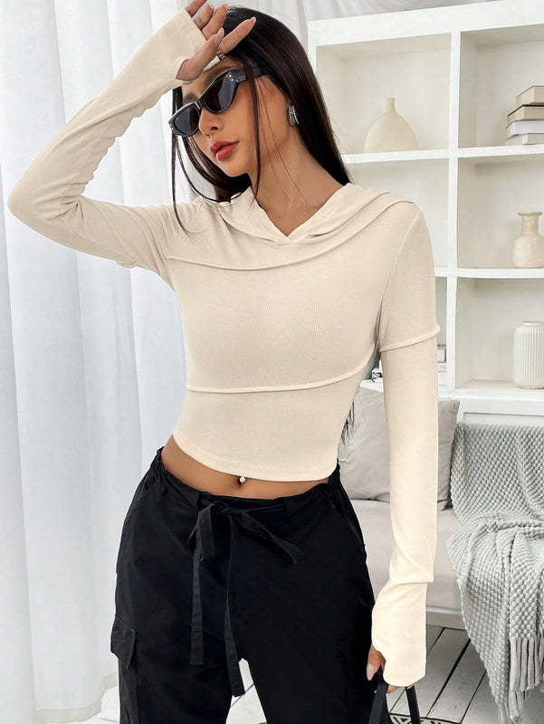 Ezwear sudadera con capucha unicolor crop