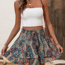 LUNE Skort con estampado de paisley con cordon delantero bajo a capas