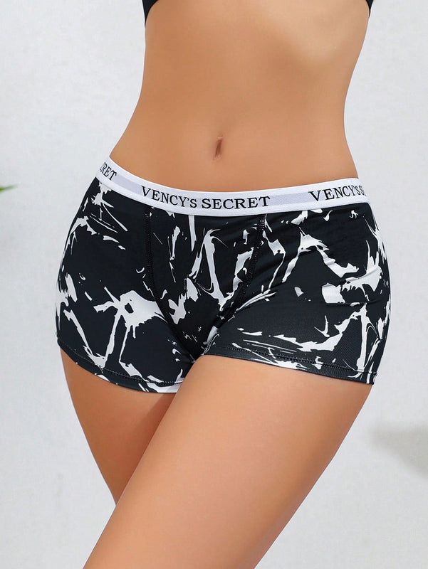 Boyshorts de cintura con cinta con letra