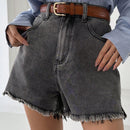 DAZY Shorts en mezclilla de talle alto bajo crudo