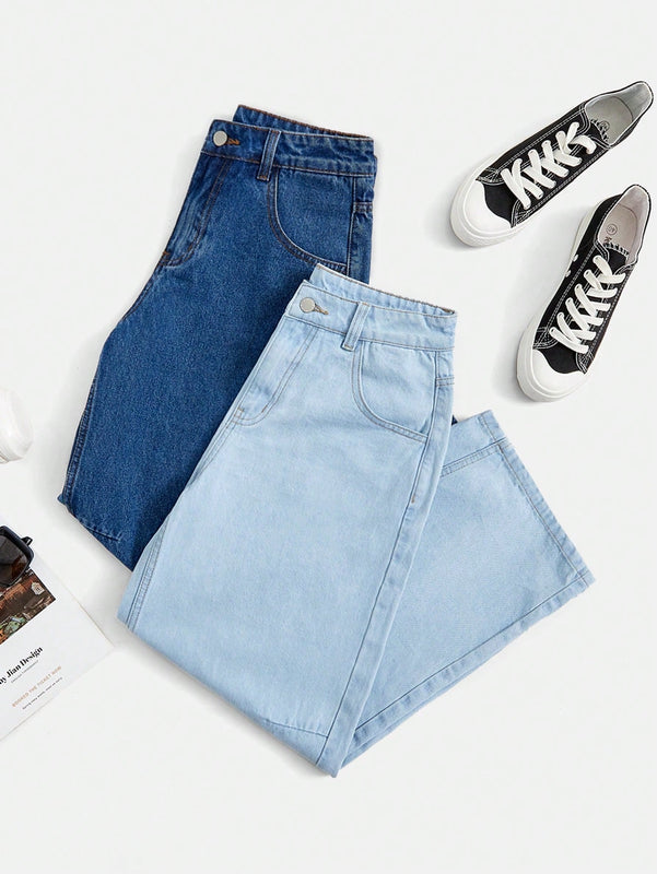 EZwear 2 piezas Jeans unicolor con cremallera