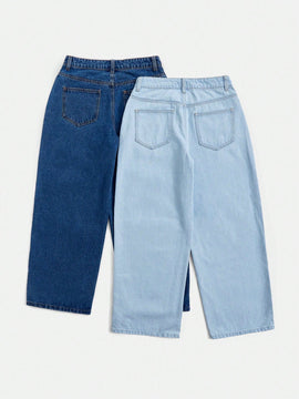 EZwear 2 piezas Jeans unicolor con cremallera