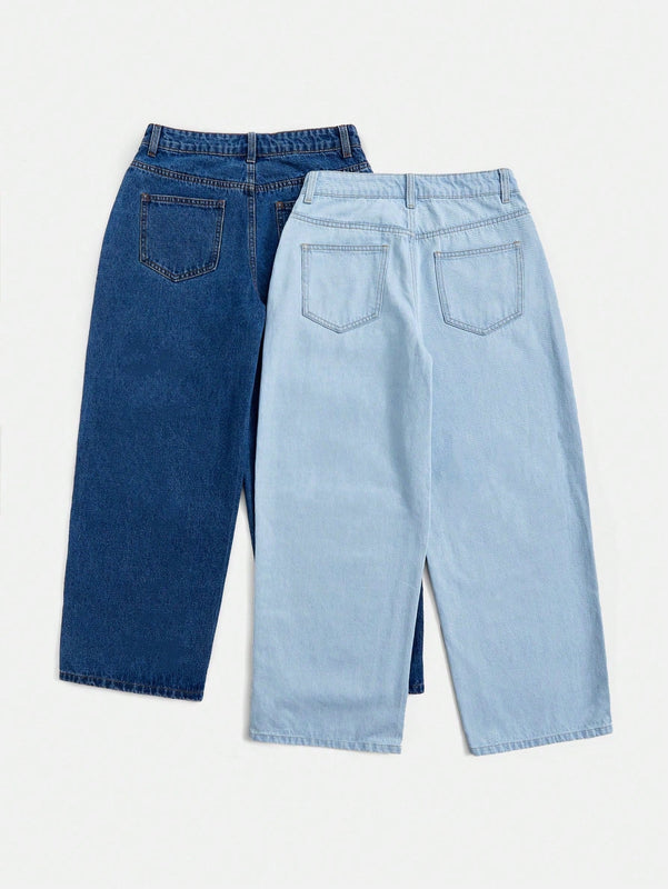 EZwear 2 piezas Jeans unicolor con cremallera