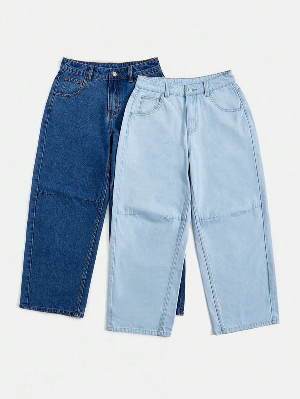 EZwear 2 piezas Jeans unicolor con cremallera