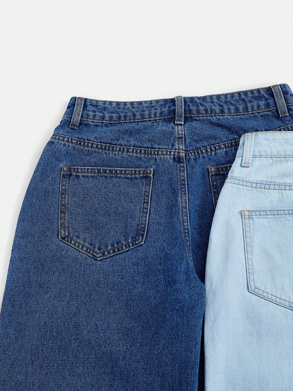EZwear 2 piezas Jeans unicolor con cremallera