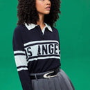 EZwear Jersey con patron de letra de hombros caidos de cuello polo