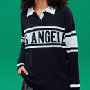 EZwear Jersey con patron de letra de hombros caidos de cuello polo