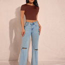 BAE Camiseta crop unicolor