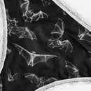 ROMWE Goth 3 piezas Cintas murcielago con cruzado con estampado de craneo ribete con encaje en contraste