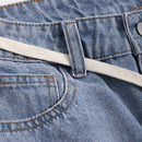 DAZY Shorts en mezclilla de talle alto ribete crudo con cinturon