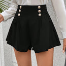 Prive Shorts de pierna ancha con diseno de boton con diseno de fruncido