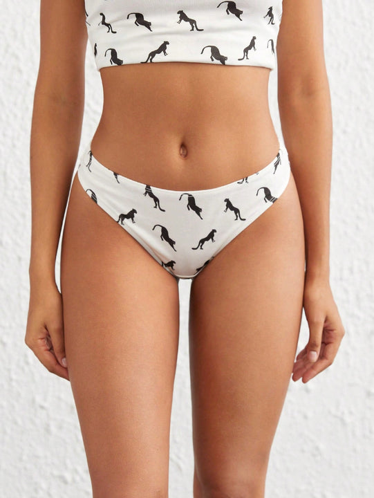 Leisure Tanga pantera con estampado cintura baja