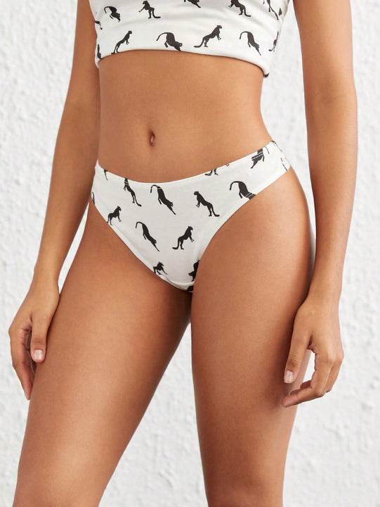 Leisure Tanga pantera con estampado cintura baja