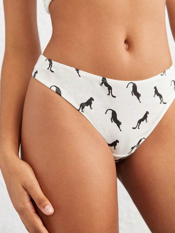 Leisure Tanga pantera con estampado cintura baja