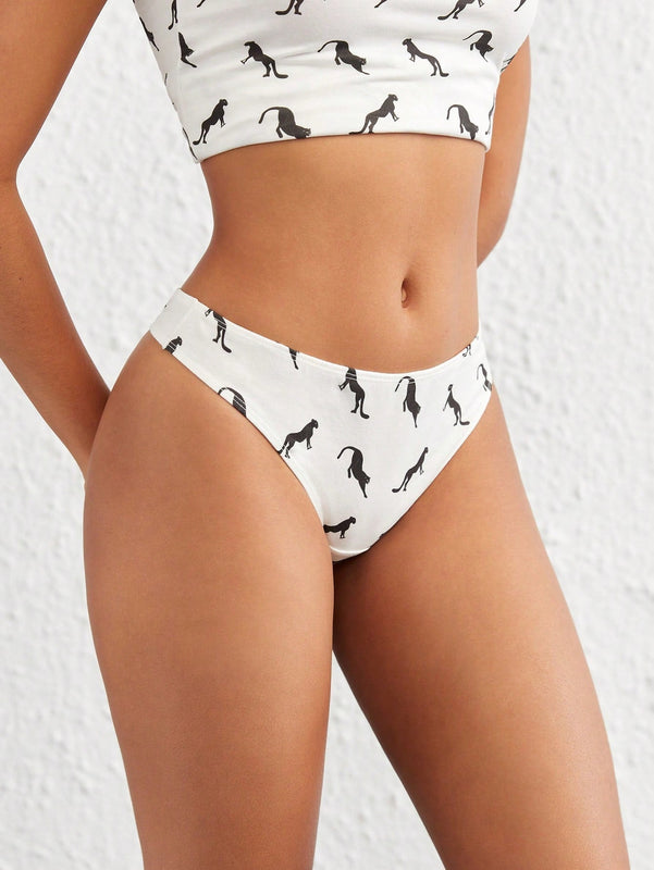 Leisure Tanga pantera con estampado cintura baja