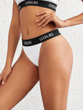 Leisure Conjunto De Sujetador Y Tanga Blanco Para Mujer Con Diseno De Letras