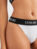 Leisure Conjunto De Sujetador Y Tanga Blanco Para Mujer Con Diseno De Letras