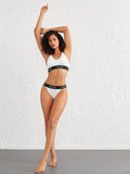Leisure Conjunto De Sujetador Y Tanga Blanco Para Mujer Con Diseno De Letras