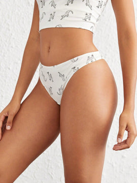 Leisure Tanga con estampado de leopardo cintura baja
