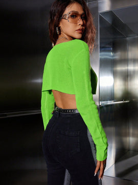 ICON Jersey crop con abertura con cordon delantero