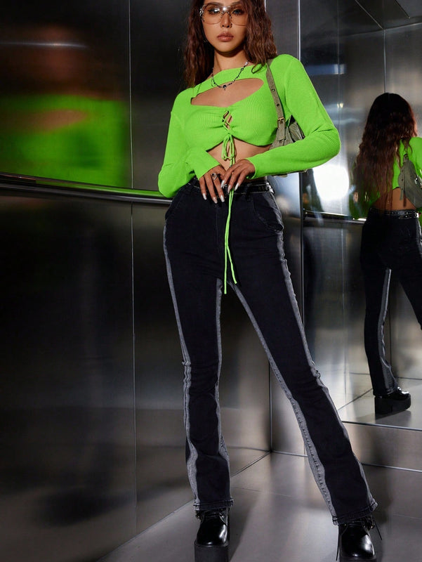 ICON Jersey crop con abertura con cordon delantero