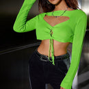 ICON Jersey crop con abertura con cordon delantero