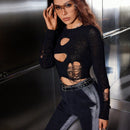ICON Jersey crop con abertura delantera