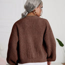 Frenchy cardigan de punto de manga larga, unicolor, con escote en v y botones frontales, versatil y casual