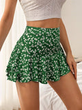 WYWH Shorts Con Estampado Floral Y Dobladillo Con Volantes
