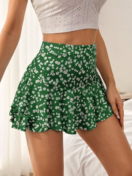 WYWH Shorts Con Estampado Floral Y Dobladillo Con Volantes