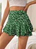 WYWH Shorts Con Estampado Floral Y Dobladillo Con Volantes