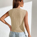 EZwear Chaleco de punto unicolor ribete en abanico