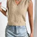 EZwear Chaleco de punto unicolor ribete en abanico