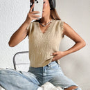 EZwear Chaleco de punto unicolor ribete en abanico