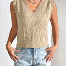 EZwear Chaleco de punto unicolor ribete en abanico