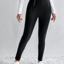 Pantalones ajustados cremallera con diseno de aro O