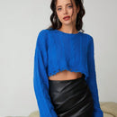 Essnce Jersey crop unicolor de hombros caidos