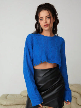 Essnce Jersey crop unicolor de hombros caidos