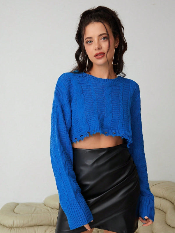 Essnce Jersey crop unicolor de hombros caidos