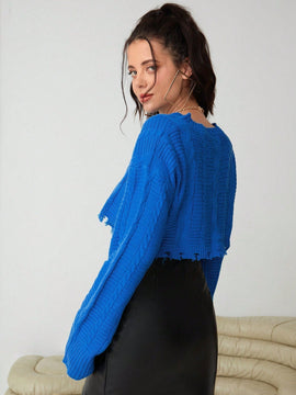 Essnce Jersey crop unicolor de hombros caidos