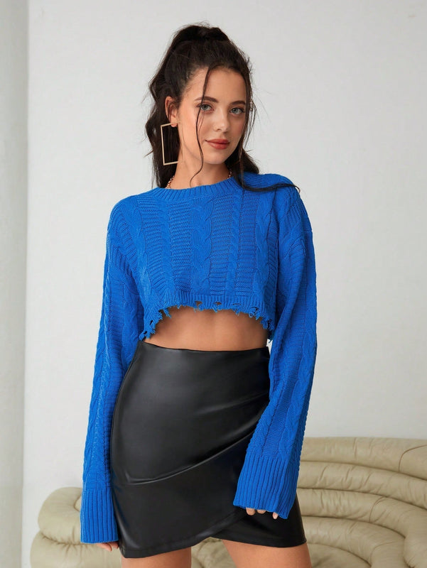 Essnce Jersey crop unicolor de hombros caidos