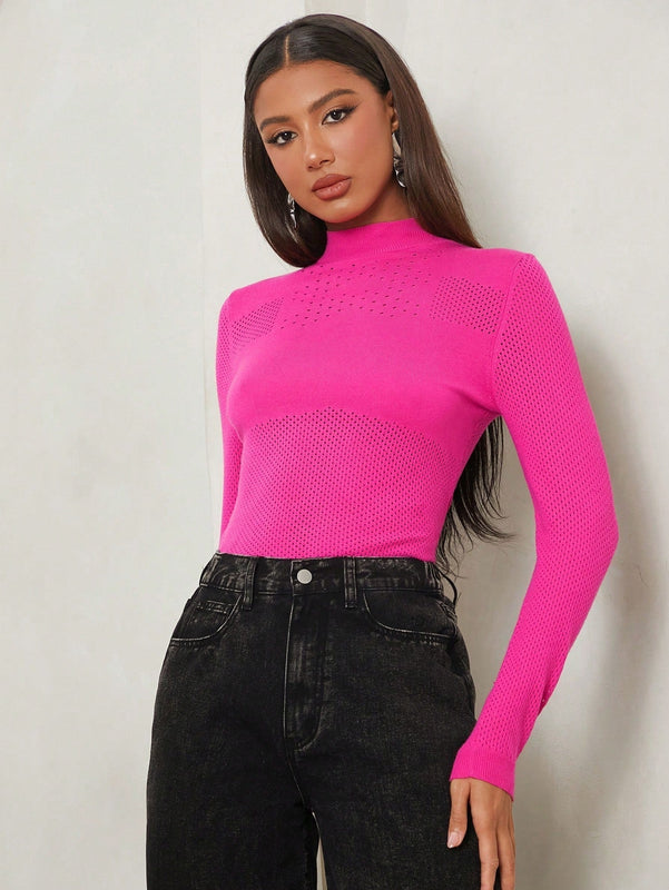 Tall Jersey de cuello alto unicolor