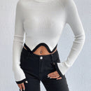 Essnce Jersey crop cuello alto de manga raglan bajo asimetrico