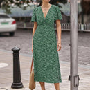 Privé Vestido con cinturón de manga farol bajo fruncido