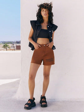 GAWX Shorts en mezclilla con estampado de letra